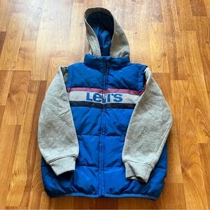 Levi's Kids Blue and Gray Puffer Hoodie